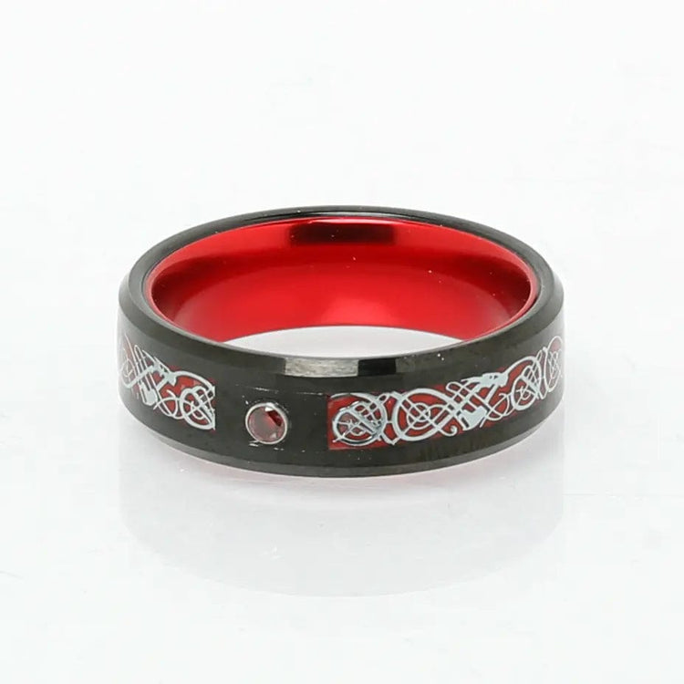 Bague de Jarl \"Sang du Valhalla\" en Tungstène Bague de Jarl \"Sang du Valhalla\" en Tungstène