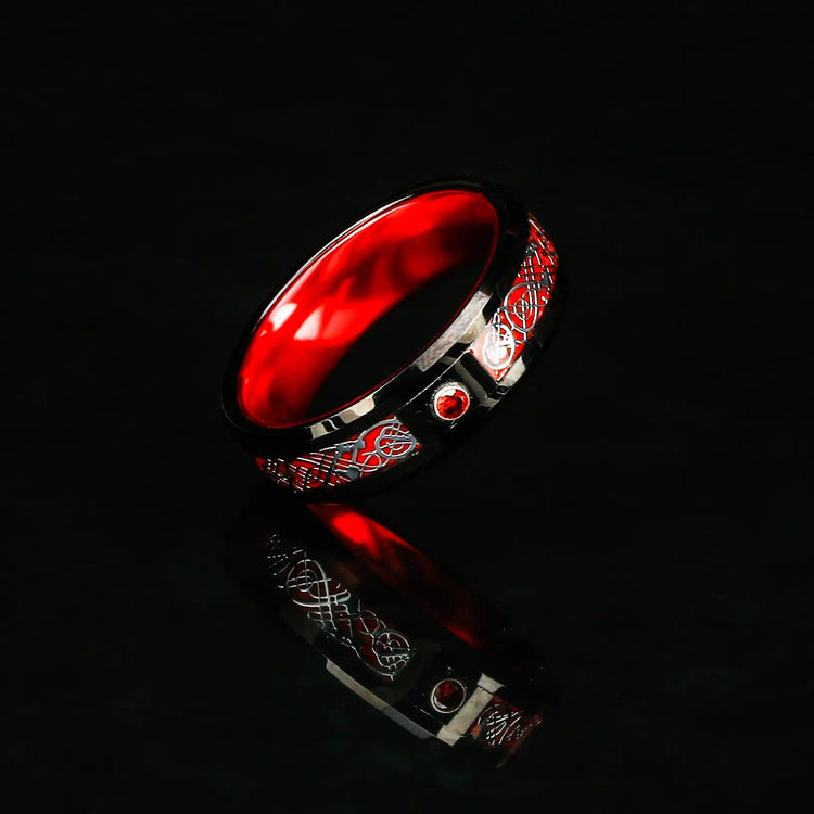 Bague de Jarl \"Sang du Valhalla\" en Tungstène Bague de Jarl \"Sang du Valhalla\" en Tungstène