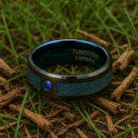 Bague de Jarl 'valhalla azur' en tungstène Bague de Jarl 'valhalla azur' en tungstène