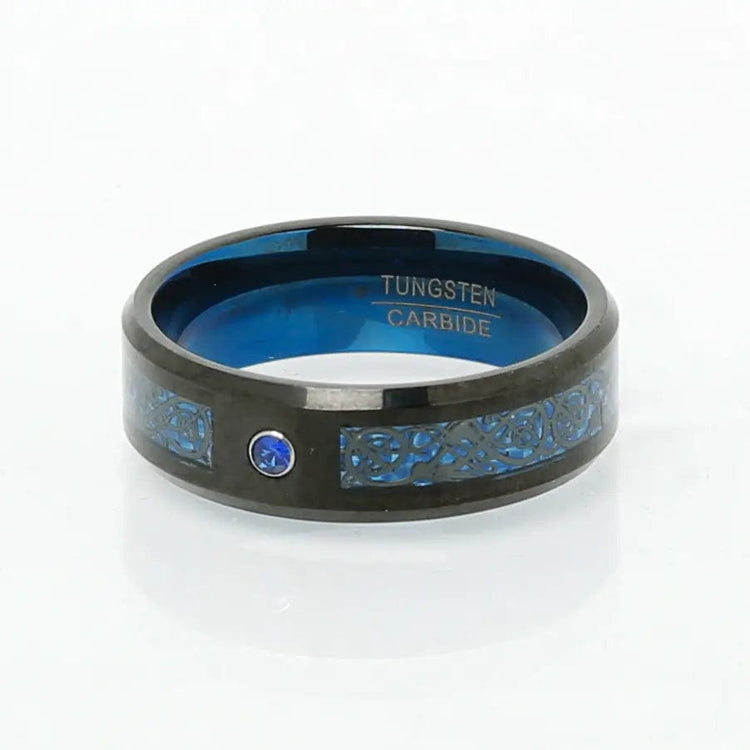 Bague de Jarl 'valhalla azur' en tungstène Bague de Jarl 'valhalla azur' en tungstène
