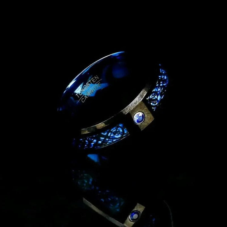 Bague de Jarl 'valhalla azur' en tungstène