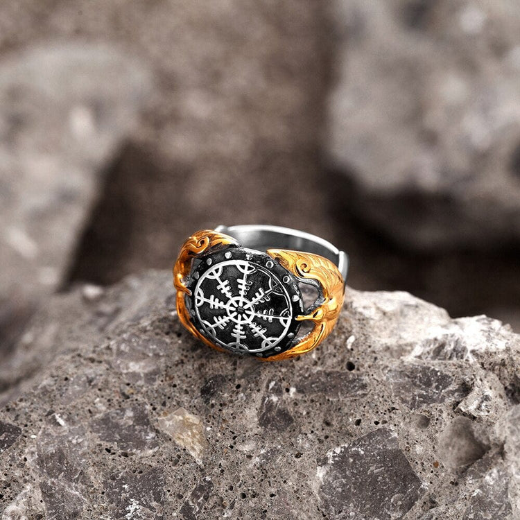Bague Viking - Corbeaux Gardiens du Vegvisir Bague Viking - Corbeaux Gardiens du Vegvisir