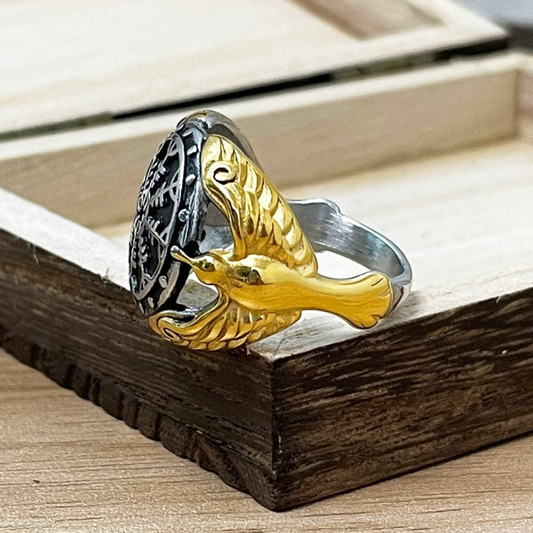 Bague Viking - Corbeaux Gardiens du Vegvisir Bague Viking - Corbeaux Gardiens du Vegvisir