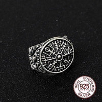 Bague Viking en Argent Sterling 925 - Effeuillement Vegvisir Bague Viking en Argent Sterling 925 - Effeuillement Vegvisir
