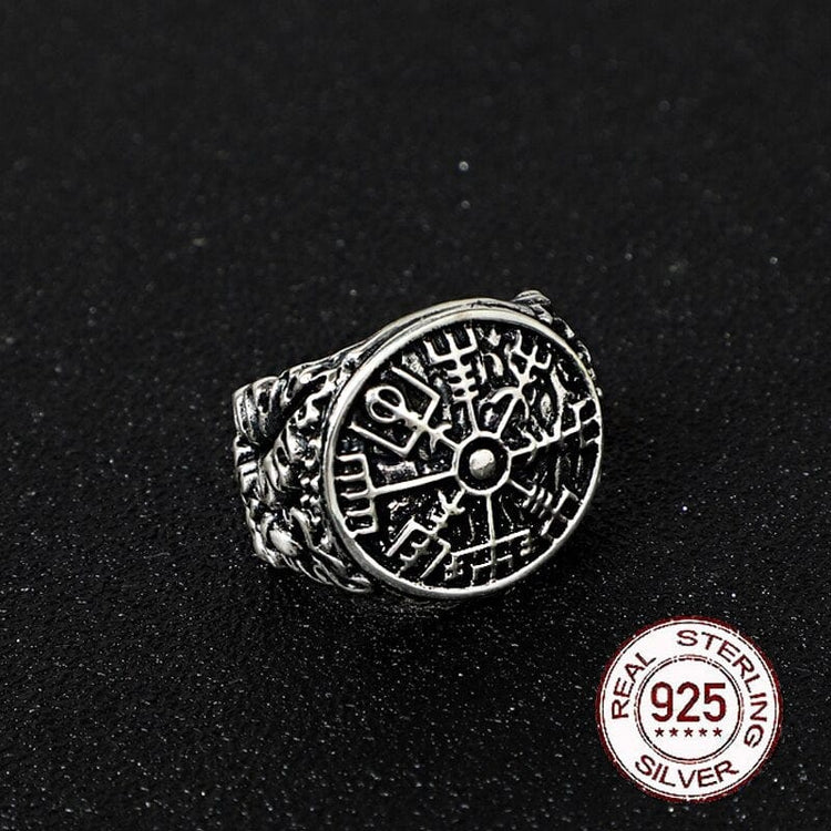 Bague Viking en Argent Sterling 925 - Effeuillement Vegvisir Bague Viking en Argent Sterling 925 - Effeuillement Vegvisir