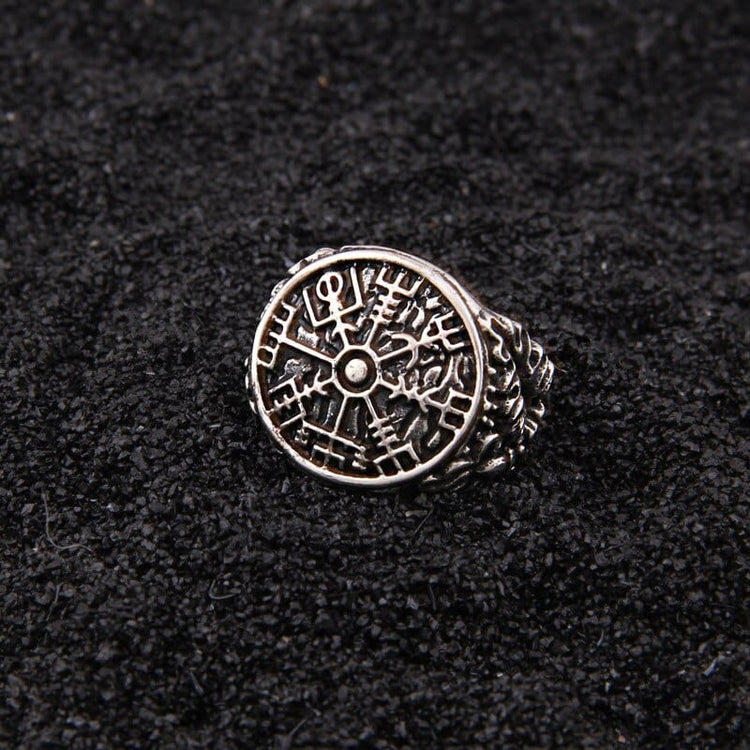 Bague Viking en Argent Sterling 925 - Effeuillement Vegvisir Bague Viking en Argent Sterling 925 - Effeuillement Vegvisir