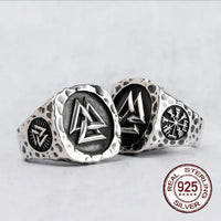 Bague Viking en Argent Sterling 925 - L'Éclat du Valknut Bague Viking en Argent Sterling 925 - L'Éclat du Valknut