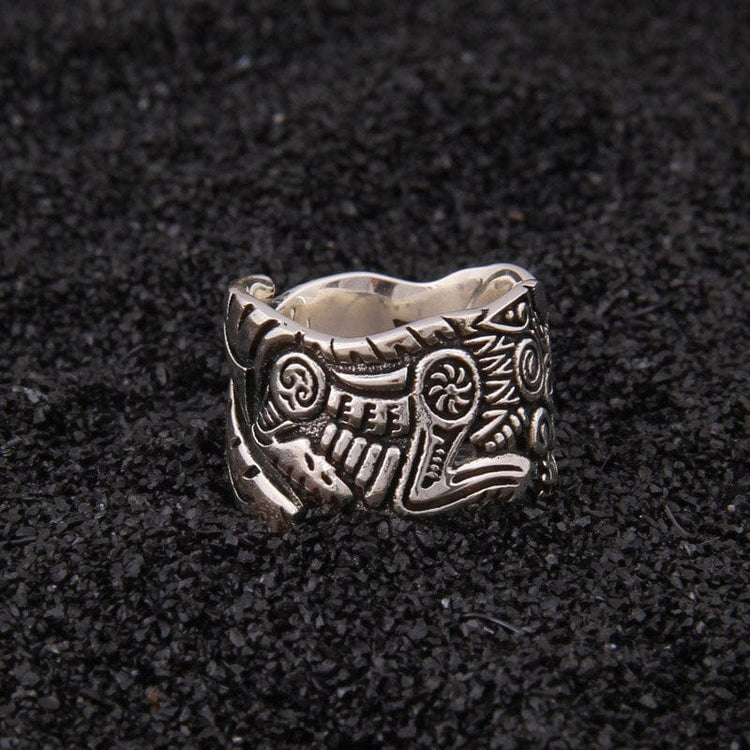 Bague Viking en Argent Sterling 925 - Le Duel de Pleine Lune Bague Viking en Argent Sterling 925 - Le Duel de Pleine Lune