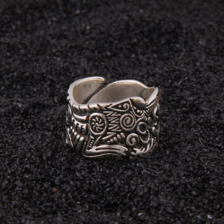 Bague Viking en Argent Sterling 925 - Le Duel de Pleine Lune Bague Viking en Argent Sterling 925 - Le Duel de Pleine Lune