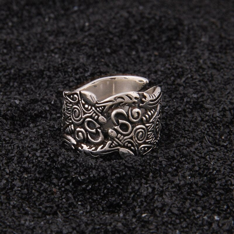 Bague Viking en Argent Sterling 925 - Le Duel de Pleine Lune Bague Viking en Argent Sterling 925 - Le Duel de Pleine Lune