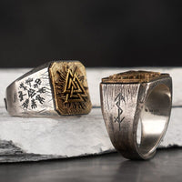 Bague Viking en Argent Sterling 925 - Le Valknut Solaire Bague Viking en Argent Sterling 925 - Le Valknut Solaire