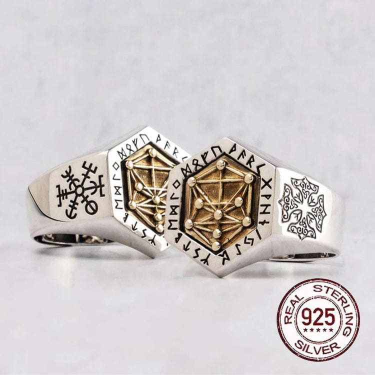 Bague Viking en Argent Sterling 925 - Totem Kabbalistique Bague Viking en Argent Sterling 925 - Totem Kabbalistique