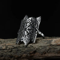 Bague viking l'écorse gravée de Vegvisir Bague viking l'écorse gravée de Vegvisir