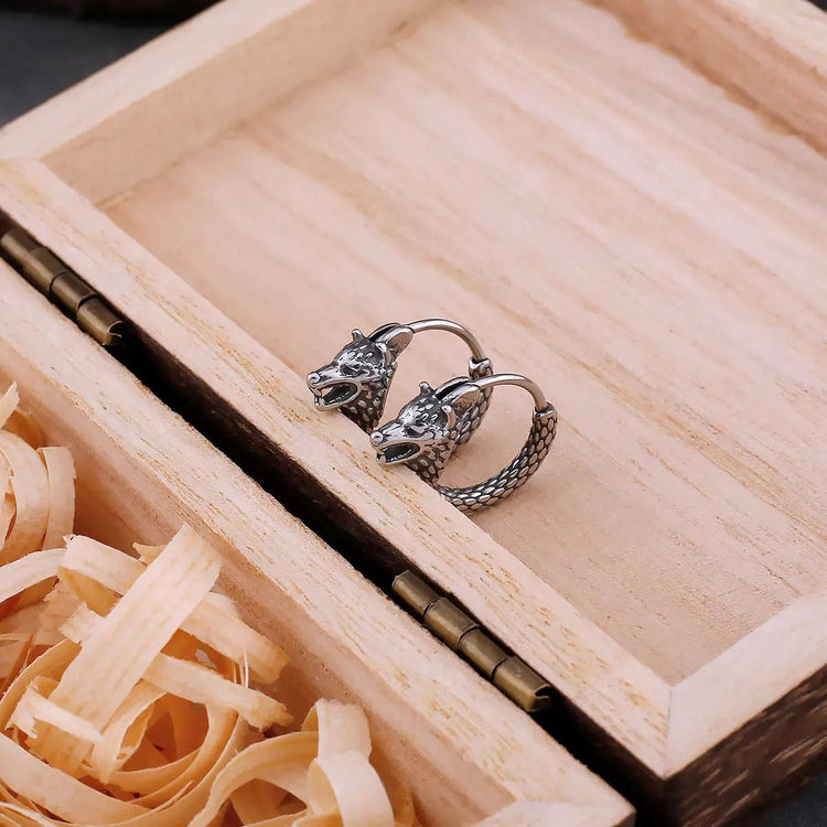 Boucles d'oreilles loup Fenrir en acier inoxydable Boucles d'oreilles loup Fenrir en acier inoxydable