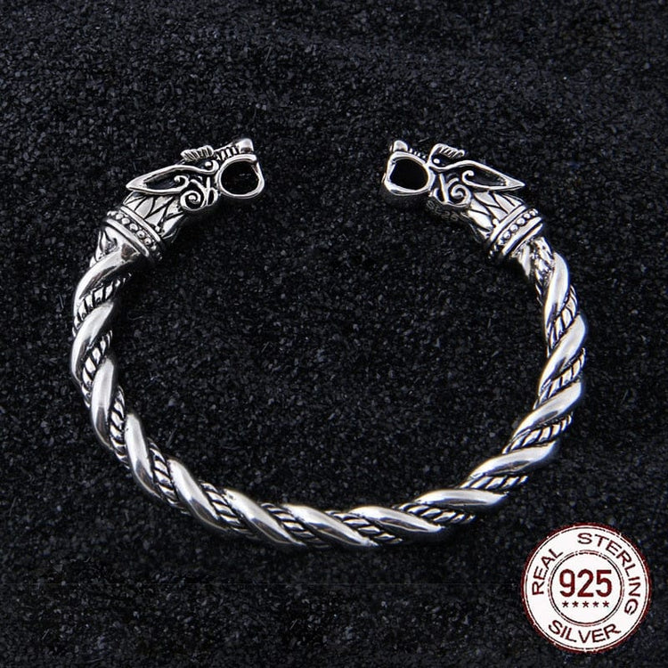 Bracelet Viking en Argent Sterling 925 - Le Regard des Loups Bracelet Viking en Argent Sterling 925 - Le Regard des Loups