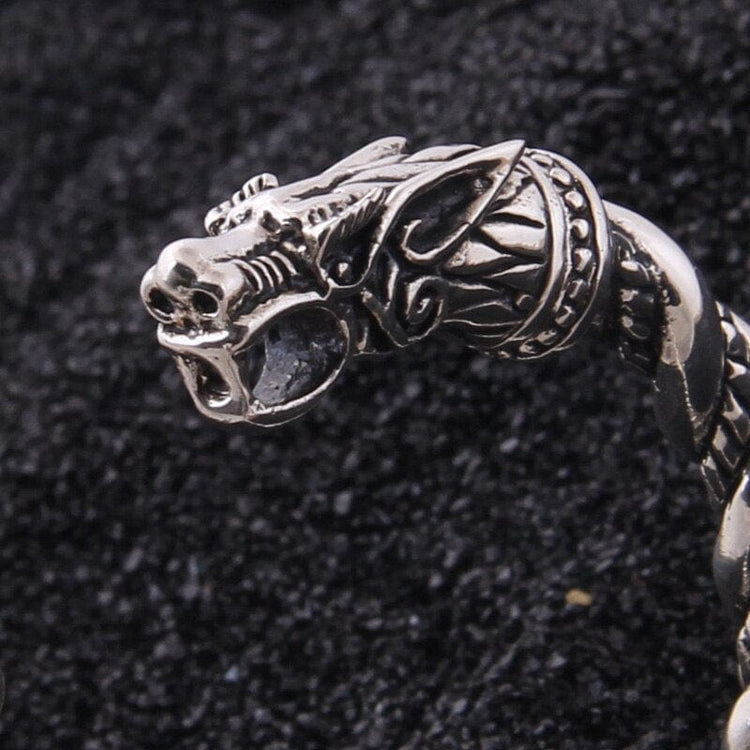 Bracelet Viking en Argent Sterling 925 - Le Regard des Loups Bracelet Viking en Argent Sterling 925 - Le Regard des Loups