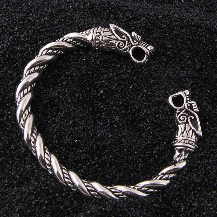 Bracelet Viking en Argent Sterling 925 - Le Regard des Loups Bracelet Viking en Argent Sterling 925 - Le Regard des Loups