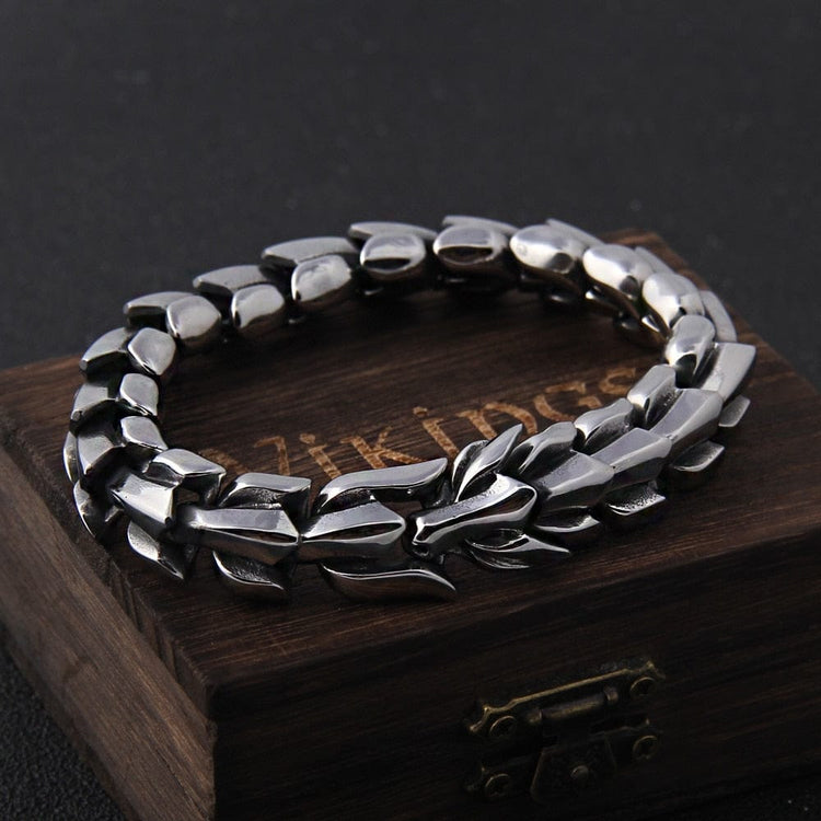 Bracelet Viking en Argent Sterling 925 - Le Splendide Ouroboros Bracelet Viking en Argent Sterling 925 - Le Splendide Ouroboros