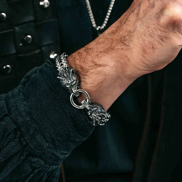 Bracelet Viking Tête de Loup - Fenrir