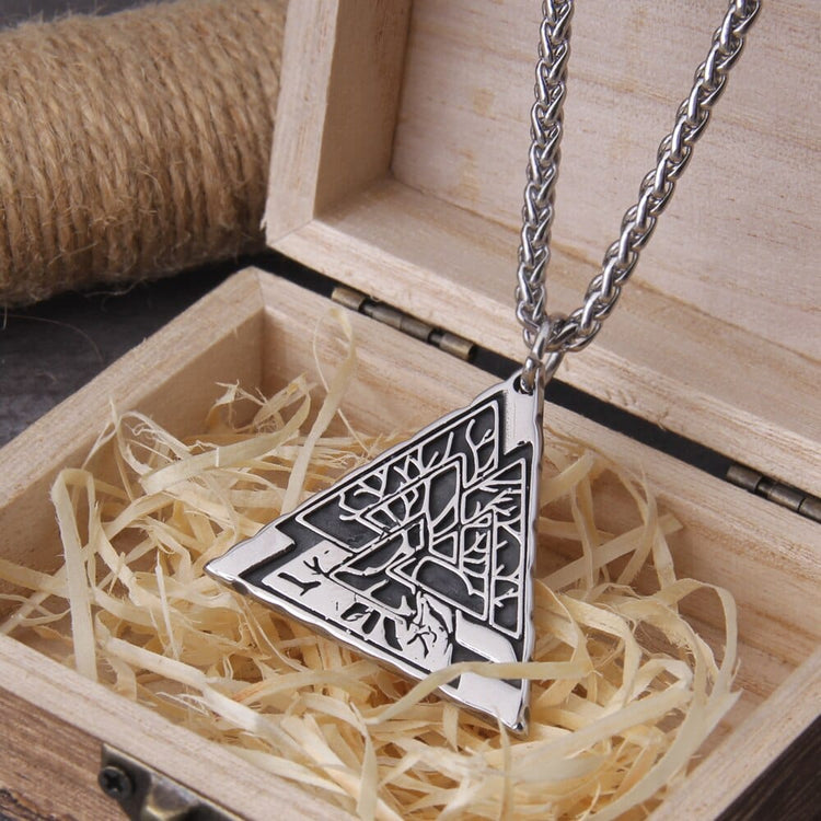 Collier Viking \"Lien des Mondes: Pendentif Yggdrasil Valknut\" Collier Viking \"Lien des Mondes: Pendentif Yggdrasil Valknut\"
