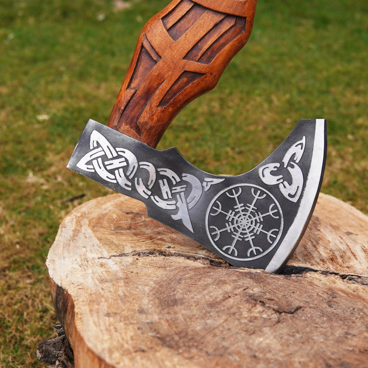 Hache Guerrière Viking - \"Colère d'Huginn et Muninn\" Hache Guerrière Viking - \"Colère d'Huginn et Muninn\"