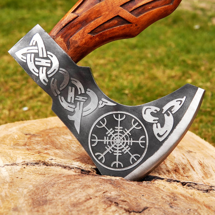Hache Guerrière Viking - \"Colère d'Huginn et Muninn\" Hache Guerrière Viking - \"Colère d'Huginn et Muninn\"
