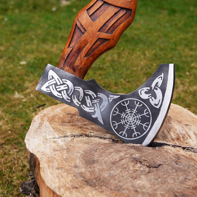 Hache Guerrière Viking - \"Colère d'Huginn et Muninn\" Hache Guerrière Viking - \"Colère d'Huginn et Muninn\"