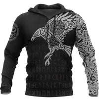 Hoodie Viking \"Corbeau Majestueux - Symboles Sacrés d'Odin\" Hoodie Viking \"Corbeau Majestueux - Symboles Sacrés d'Odin\"