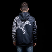 Hoodie Viking \"Corbeau Majestueux - Symboles Sacrés d'Odin\" Hoodie Viking \"Corbeau Majestueux - Symboles Sacrés d'Odin\"