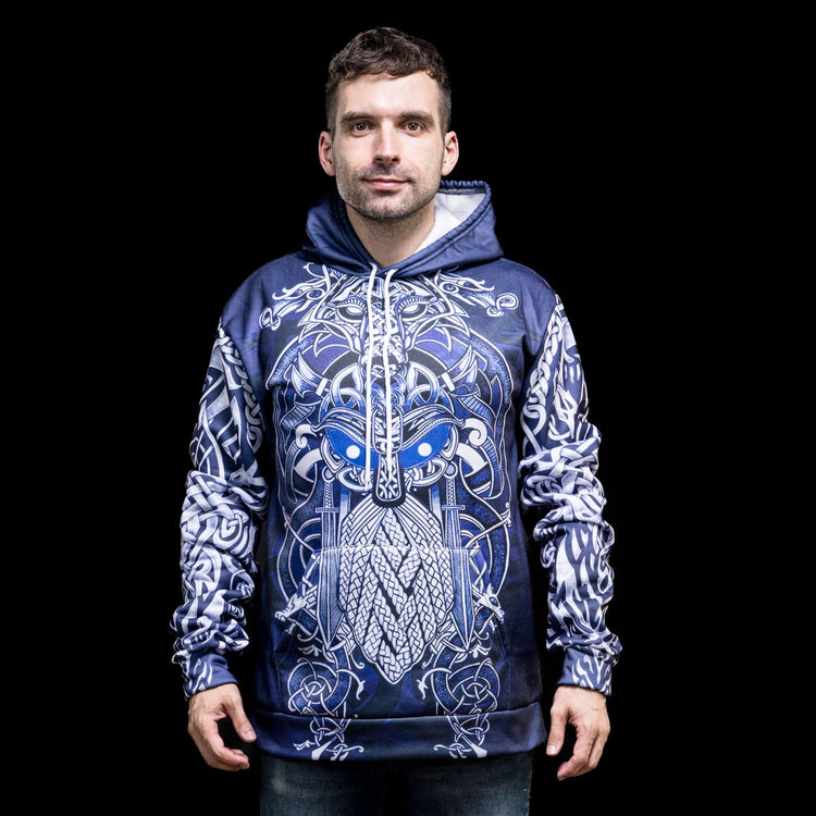 Hoodie Viking \"Hoodie Fenrir et Odin - Duel de Destin\" Hoodie Viking \"Hoodie Fenrir et Odin - Duel de Destin\"