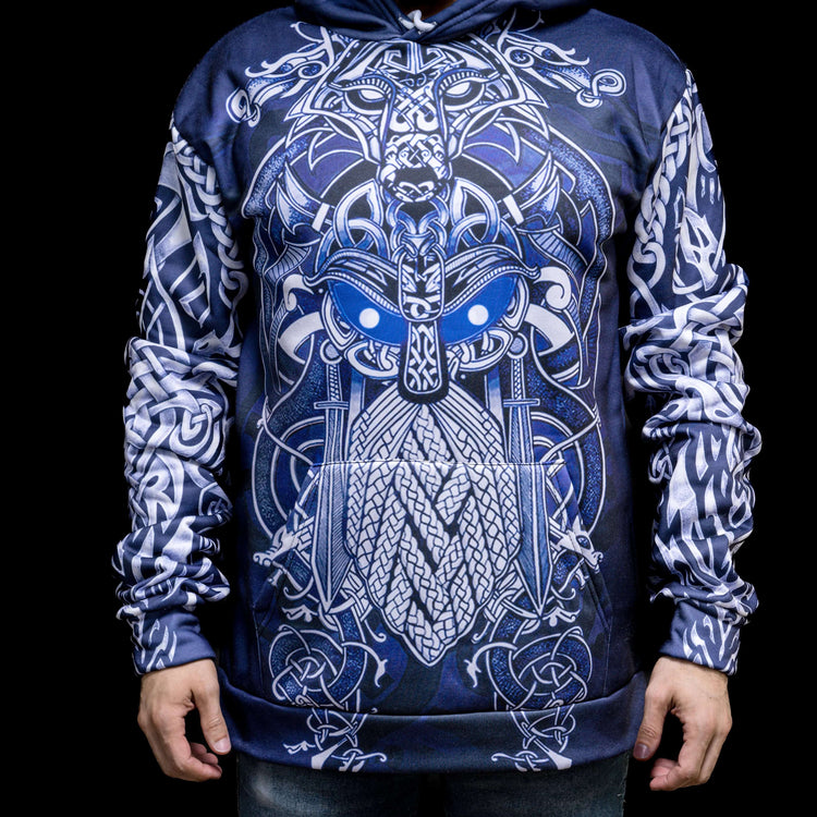 Hoodie Viking \"Hoodie Fenrir et Odin - Duel de Destin\" Hoodie Viking \"Hoodie Fenrir et Odin - Duel de Destin\"