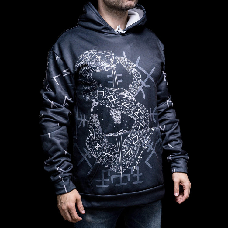 Hoodie Viking \"Hoodie Infinity Ouroboros et Vegvisir\" Hoodie Viking \"Hoodie Infinity Ouroboros et Vegvisir\"