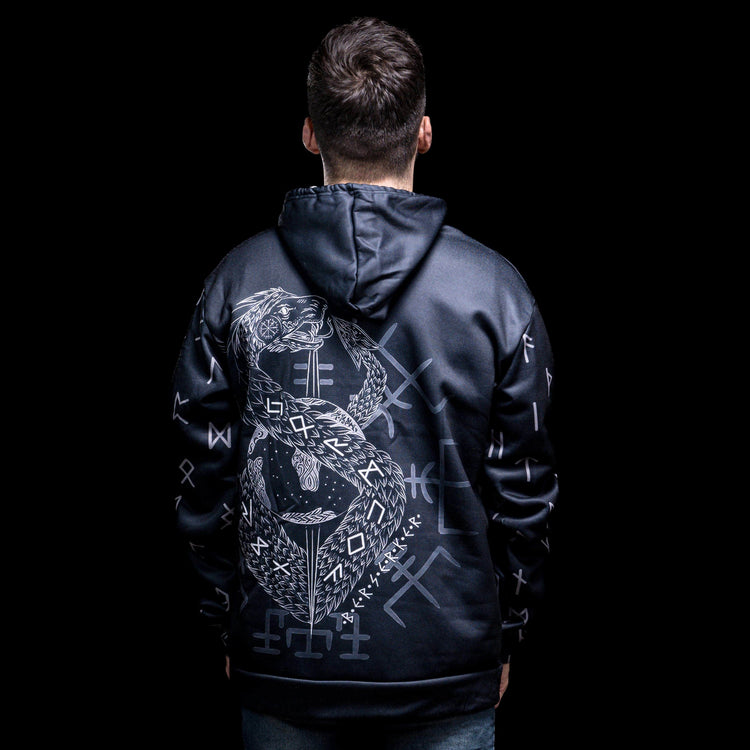 Hoodie Viking \"Hoodie Infinity Ouroboros et Vegvisir\" Hoodie Viking \"Hoodie Infinity Ouroboros et Vegvisir\"