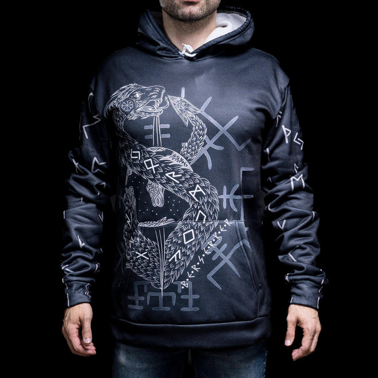 Hoodie Viking \"Hoodie Infinity Ouroboros et Vegvisir\" Hoodie Viking \"Hoodie Infinity Ouroboros et Vegvisir\"