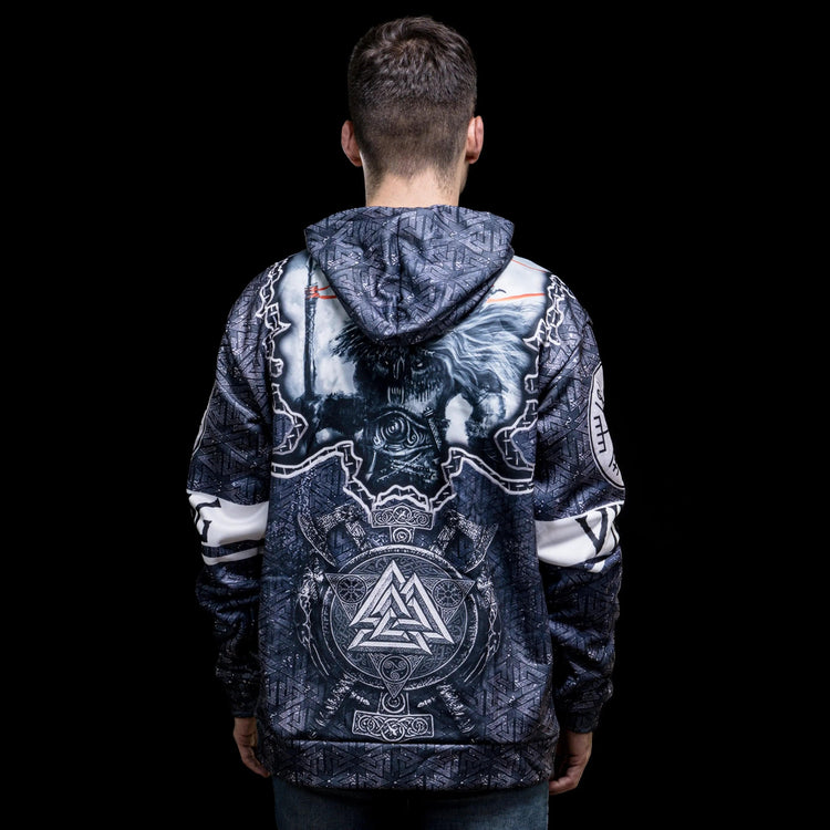 Hoodie Viking \"Hoodie Odin et Gungnir - Les Haches du Valknut\" Hoodie Viking \"Hoodie Odin et Gungnir - Les Haches du Valknut\"