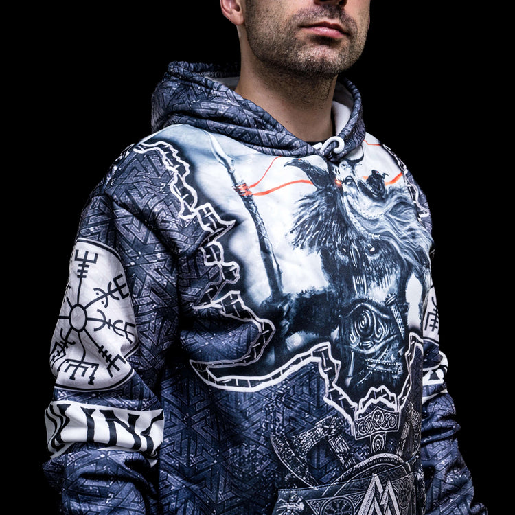 Hoodie Viking \"Hoodie Odin et Gungnir - Les Haches du Valknut\" Hoodie Viking \"Hoodie Odin et Gungnir - Les Haches du Valknut\"