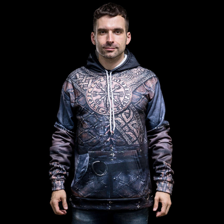 Hoodie Viking \"Vegvisir, la boussole du guerrier\" Hoodie Viking \"Vegvisir, la boussole du guerrier\"
