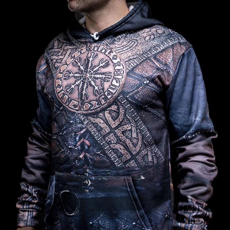 Hoodie Viking \"Vegvisir, la boussole du guerrier\" Hoodie Viking \"Vegvisir, la boussole du guerrier\"