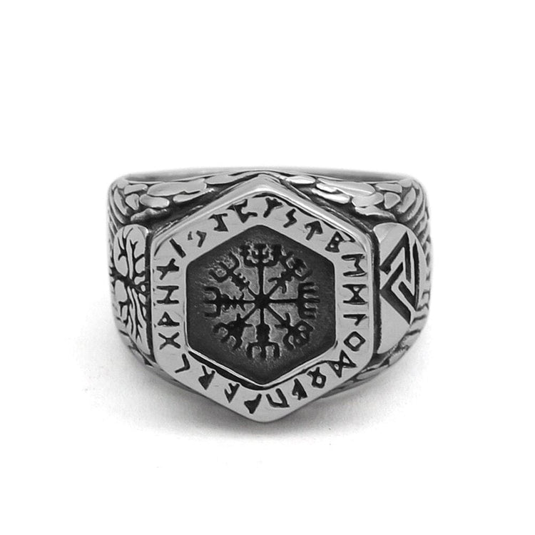 Bague boussole runique Vegvisir Bague boussole runique Vegvisir