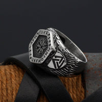 Bague boussole runique Vegvisir Bague boussole runique Vegvisir