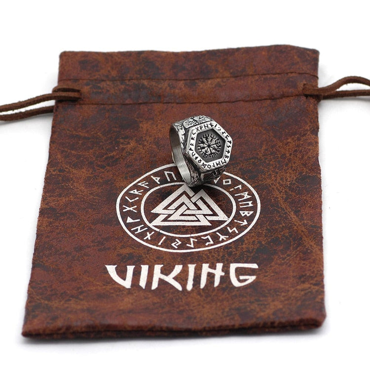 Bague boussole runique Vegvisir Bague boussole runique Vegvisir