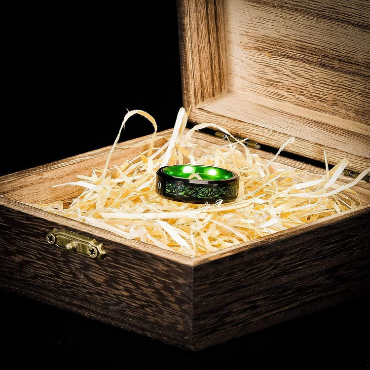 Bague de Jarl \"Forêt de Kattegat\" en Tungstène Bague de Jarl \"Forêt de Kattegat\" en Tungstène