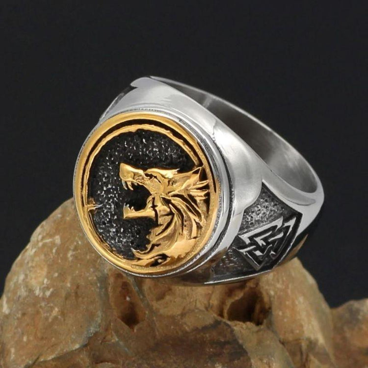 Bague tête de loup viking - acier inoxydable Bague tête de loup viking - acier inoxydable