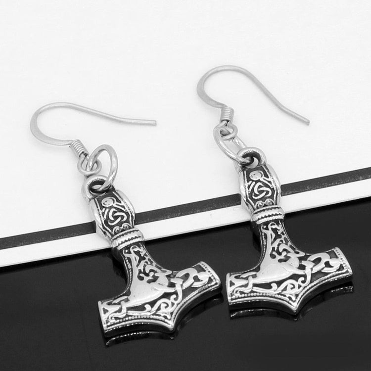 Boucles d'oreilles Mjolnir en acier inoxydable Boucles d'oreilles Mjolnir en acier inoxydable