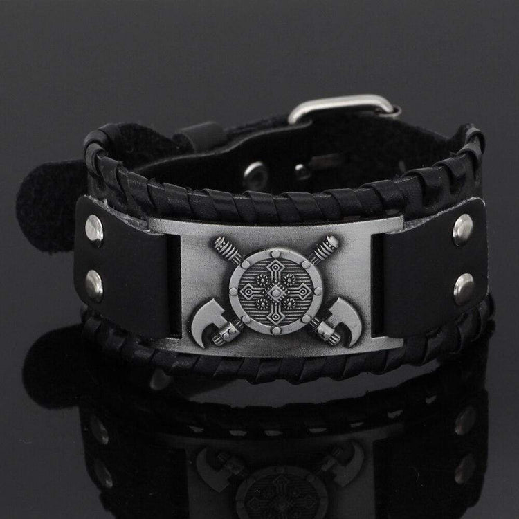 Bracelet bouclier viking en cuir Bracelet bouclier viking en cuir