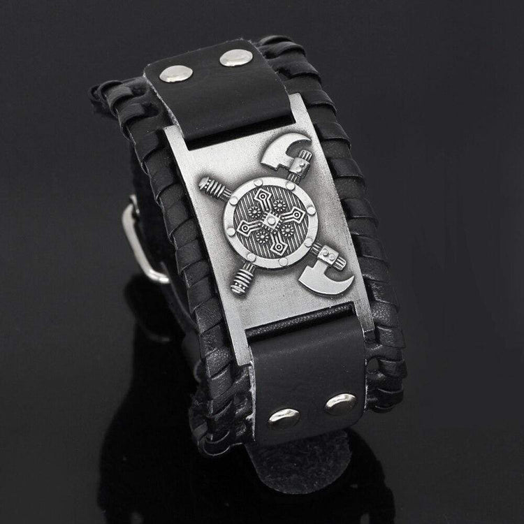 Bracelet bouclier viking en cuir Bracelet bouclier viking en cuir