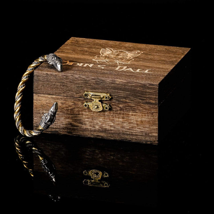Bracelet de Loyauté Viking - Corbeaux d'Odin Or et Argent Bracelet de Loyauté Viking - Corbeaux d'Odin Or et Argent