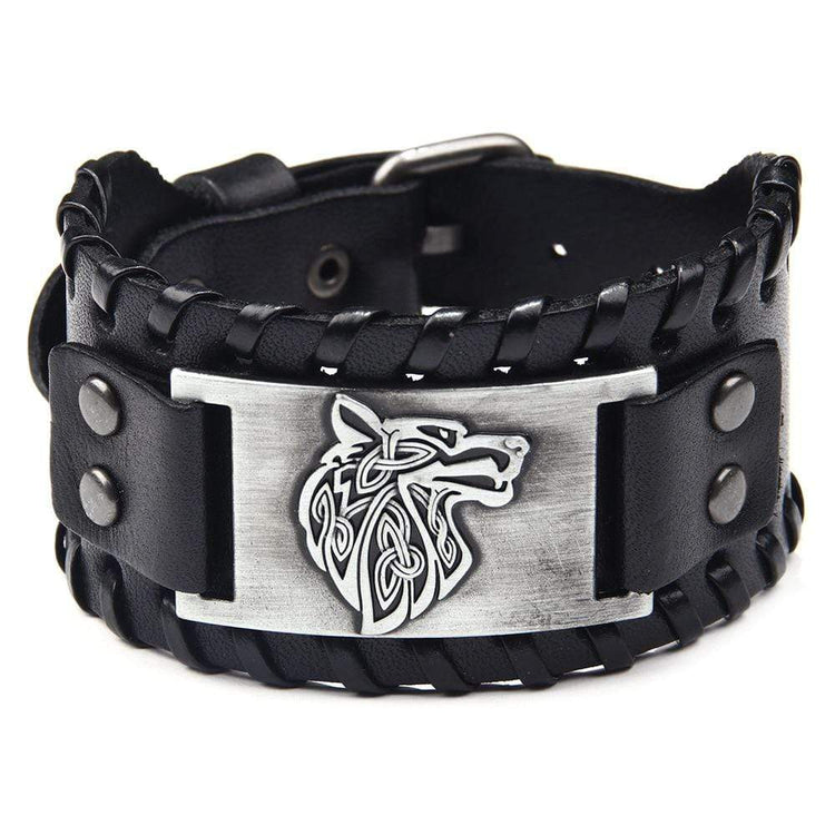 Bracelet en cuir ajustable - Loup Fenrir® Bracelet en cuir ajustable - Loup Fenrir®