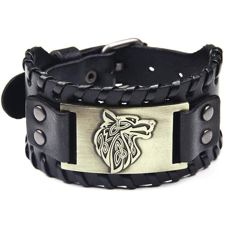 Bracelet en cuir ajustable - Loup Fenrir® Bracelet en cuir ajustable - Loup Fenrir®