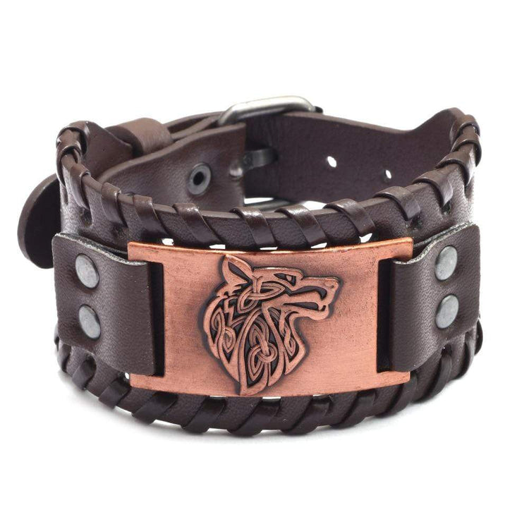 Bracelet en cuir ajustable - Loup Fenrir® Bracelet en cuir ajustable - Loup Fenrir®